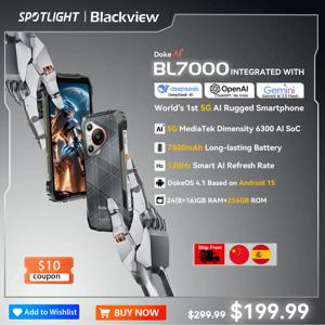 블랙뷰 BL7000 5G AI 러기드 스마트폰 MTK 6300, 6.78인치 HD+2.4K 디스플레이 120Hz, 8GB + 256GB, 7500mAh 배터리 안드로이드 15