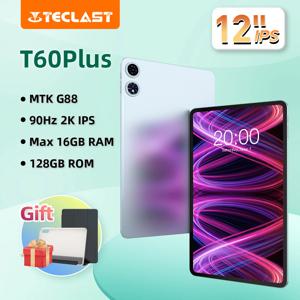 Teclast T60 Plus 12인치 태블릿 90Hz 2K 디스플레이 안드로이드 14 최대 16GB RAM 128GB ROM MTK G88 옥타 코어 8000mAh Widevine L1 4G LTE GPS