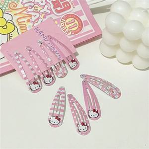 여자를위한 4Pcs 헬로 키티 핑크 머리핀 사랑스러운 헤어 클립 유아 머리 장식 액세서리