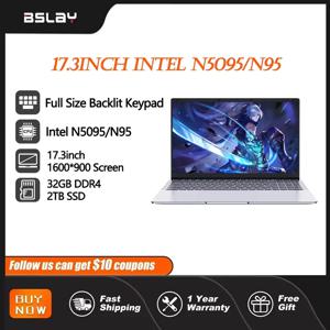 17.3 인치 인텔 N5095/N95 오피스 노트북 32GB RAM 2TB SSD 지문 인쇄 DDR4 Window11 백라이트 키패드 휴대용 노트북 PC