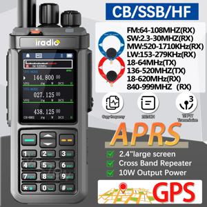 아이라디오 UV-98 PLUS GPS APRS 햄 라디오 풀 밴드 10W AM CB SSB HF 크로스 밴드 리피터 2.4인치 대형 화면 1024CH RT-880 무전기