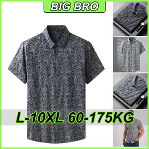 L-10XL 플러스 사이즈 남성 셔츠 루즈 칼라 반팔 티셔츠 비치 하와이 버튼 탑 셔츠 남성 캐주얼 프린트 폴로 티셔츠 남성 의류