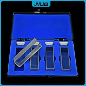 유리 큐벳 액체 샘플 셀 라이트 경로 10mm 흡수 셀 3.5ml 분광 광도계 용 프릿 소결 기술 4 pc