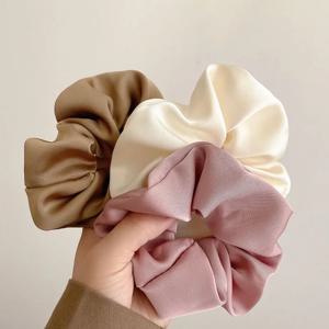 프랑스 스타일 여성 실크 Scrunchie 하이 센스 솔리드 컬러 헤어 밴드 숙녀 스포츠 댄스 포니 테일 홀더 헤어 액세서리 넥타이