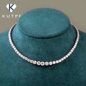여성을위한 인증서 3-5mm 크기 그라디언트 다이아몬드 목걸이와 전체 Moissanite 테니스 목걸이 925 스털링 실버 목 체인
