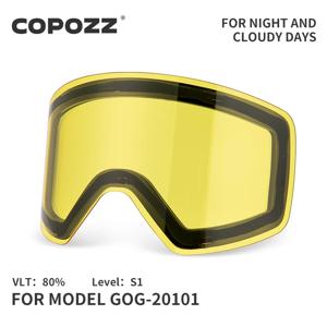 COPOZZ 모델 20101 스키 고글 렌즈 교체, 김서림 방지, UV400 스키 안경, 스노보드 아이웨어 렌즈 (렌즈만 해당)