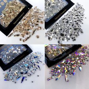 150pcs 라운드 플랫 백 유리 라인 석 플러스 20pcs 이상한 모양의 보석 DIY 디자인 네일 아트에 대 한 구슬 아름다움 장식 만들기