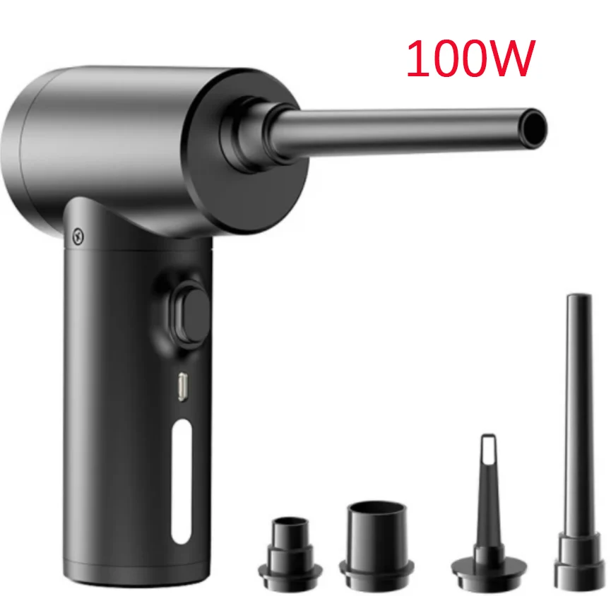 충전식 공기 청정기, 압축 송풍기, 51000 RPM, 블랙, 강력한 흡입, 휴대용 컴퓨터 키보드, 다기능, 68W, 100W