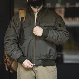 Maden 남성 MA1 폭격기 재킷 야구칼라 클래식 오렌지 안감 더블포켓 가을겨울 두꺼운 야구점퍼
