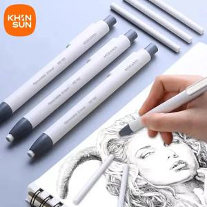 KHINSUN 프레스 개폐식 연필 지우개 교정 편지지 펜 스타일 연필 고무 어린이를위한 학교 용품 지우개 쓰기