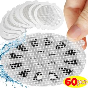 5/60pcs 일회용 메쉬 바닥 드레인 스티커 헤어 캐처 스토퍼 욕실 샤워 드레인 커버 안티 블로킹 필터 싱크 스트레이너
