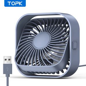 TOPK 미니 휴대용 팬 USB 책상 팬 테이블 강력한 공기 흐름 및 조용한 작동 3 속도 바람 360 ° 방 홈용 회전식 스탠딩 팬