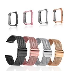 Amazfit Bip 3 5 S U Lite GTS 2 3 4 미니 밴드 (보호 케이스 포함) 용 20mm 스트랩 시계 밴드 액세서리 용 금속 팔찌 스크린