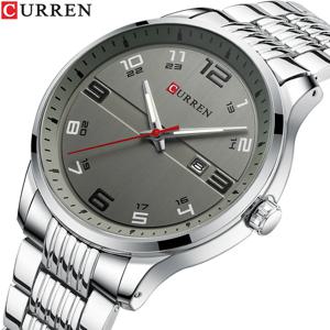 CURREN 비즈니스 남성 럭셔리 시계 스테인레스 스틸 쿼츠 Wrsitwatches 빛나는 손으로 남성 자동 날짜 시계