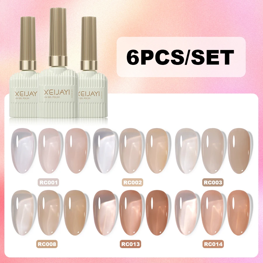 XEIJAYI 6Pcs 15Ml 네일 젤 폴란드어 세트 젤 매니큐어 또는 홈 & 살롱 네일 아트 Diy 담그기에 적합
