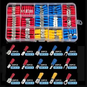 280PCS 배선 냉간 압착 단자 박스형 PVC 절연 단자 블록 스페이드 쌍 커넥터