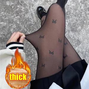나비 프린트 양털 스타킹 겨울 따뜻한 팬티 스타킹 섹시한 반투명 스타킹 열 탄력 팬티 새로운 패션 레깅스