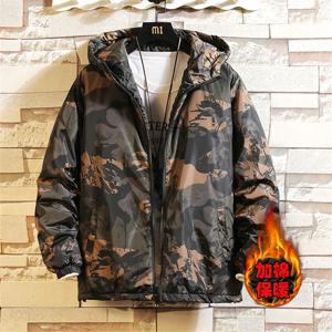 위장 남성 자켓 겨울 코튼 패딩 코트 두꺼운 따뜻한 후드 겉옷 남성 캐주얼 루즈 streetwear 남성 의류