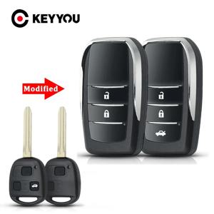 Jingyuqin 수정 된 원격 자동차 키 쉘 케이스 도요타 Yaris Carina Corolla Avensis 접이식 Flid 키 Toy47 블레이드 로고