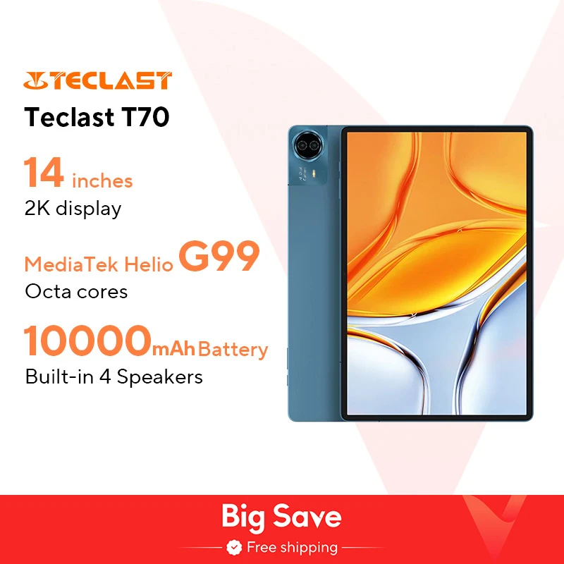 Teclast T70 태블릿, 14 인치 FHD 디스플레이, 안드로이드 14 MTK 헬리오 G99, 8GB, 256GB, 10000mAh 배터리, 18W, 4G LTE 글로벌 버전