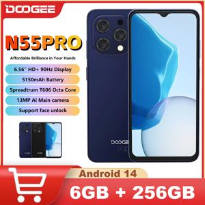 DOOGEE N55 프로 스마트폰, 6.56 인치, 90Hz IPS, 6GB RAM, 256GB ROM, 5150mAh 배터리, 안드로이드 14, 얼굴 잠금 해제, Widevine L1, 월드 프리미어