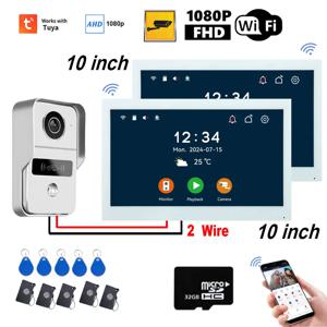 1080P 비디오 인터콤 Wifi 7/10 인치 모니터 키트 아파트 시스템 홈 보안 2 와이어 초인종 카드 스 와이프 개인 주택 Tuya