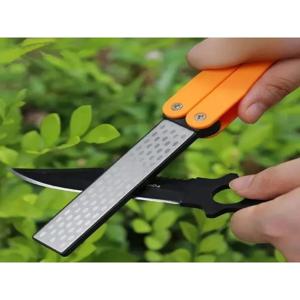 1PCS 휴대용 접는 포켓 나이프 샤프너, 휴대용 양면 다이아몬드 샤프닝 스톤 야외 샤프닝 연삭석