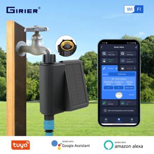 GIRIER 스마트 워터 타이머 태양열 발전 와이파이 스프링클러 타이머, 황동 입구, 자동 관개 컨트롤러, 허브 불필요