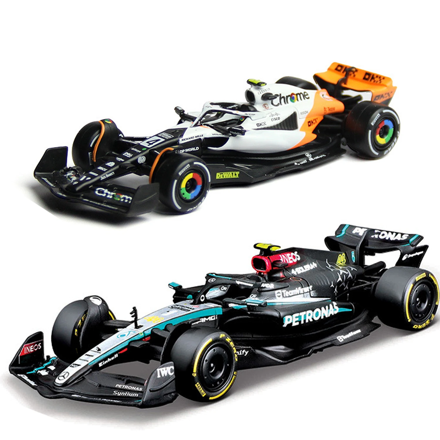 새로운 2024 F1 Bburago 1:43 Mclaren Mcl38 마이애미 Gp 모나코 Gp Amg W15 F1 합금 미니어처 다이캐스트 모델 F1 챔피언 Mcl38 장난감 선물
