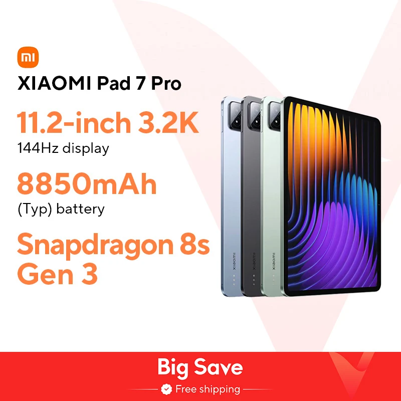 글로벌 버전 샤오미 패드 7 프로, HyperAlC 144Hz, 스냅드래곤 8s Gen 3 모바일 플랫폼, 8850mAh 돌비 애트모스