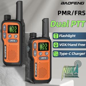 2PCS Baofeng BF-T18 미니 듀얼 PTT 워키 토키 PMR 446 손전등 휴대용 FRS NOAA 지원 유형-C 충전기 사냥