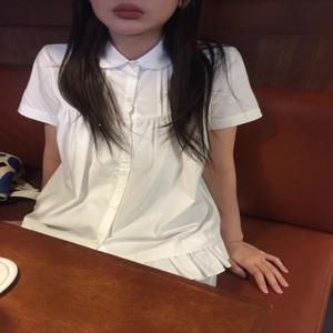 느슨한 캐주얼 반소매 인형 칼라 산소 느낌 여름 셔츠 소녀 스타일 탑 한국어 버전 편안한 통기성 블라우스