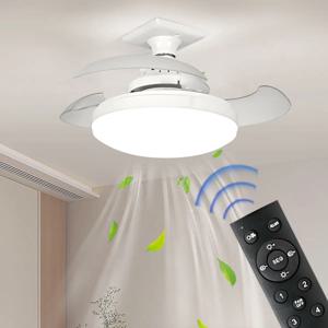 LED 30W 천장 팬 조명 E27, 조광용 리모컨 포함, 거실, 연구, 가정용, 110-265V에 적합