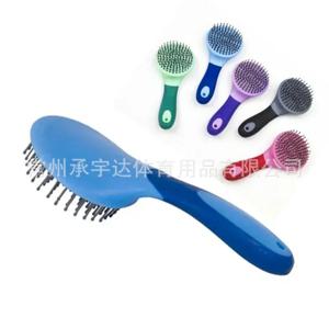 말 갈기 & 꼬리 브러쉬 둥근 모양 부드러운 고무 손잡이 니들 브러쉬 안정적인 세척 키트 말 그루밍 브러쉬 새 상품