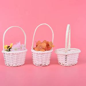 1Pcs 손으로 짠 미니 플라스틱 직조 스토리지 패브릭 바구니 등나무 차 피크닉 가방