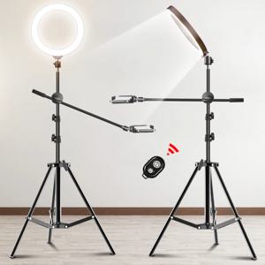 26CM 사진 Led 비디오 링 라이트 서클 채우기 조명 카메라 사진 스튜디오 전화 Selfie 램프 삼각대 스탠드 붐 암