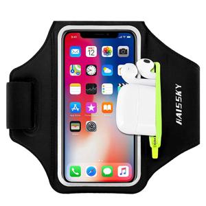 HAISSKY 러닝 스포츠 완장 iPhone 16 15 14 13 12 Pro Max 14 Plus Samsung S24 울트라 지퍼 암 백 케이스 AirPods Pro 3