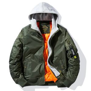 겨울 두꺼운 후드 폭격기 재킷 남자 군사 윈드 브레이커 멀티 포켓 공군 코트 남성 가을 streetwear 야구 재킷