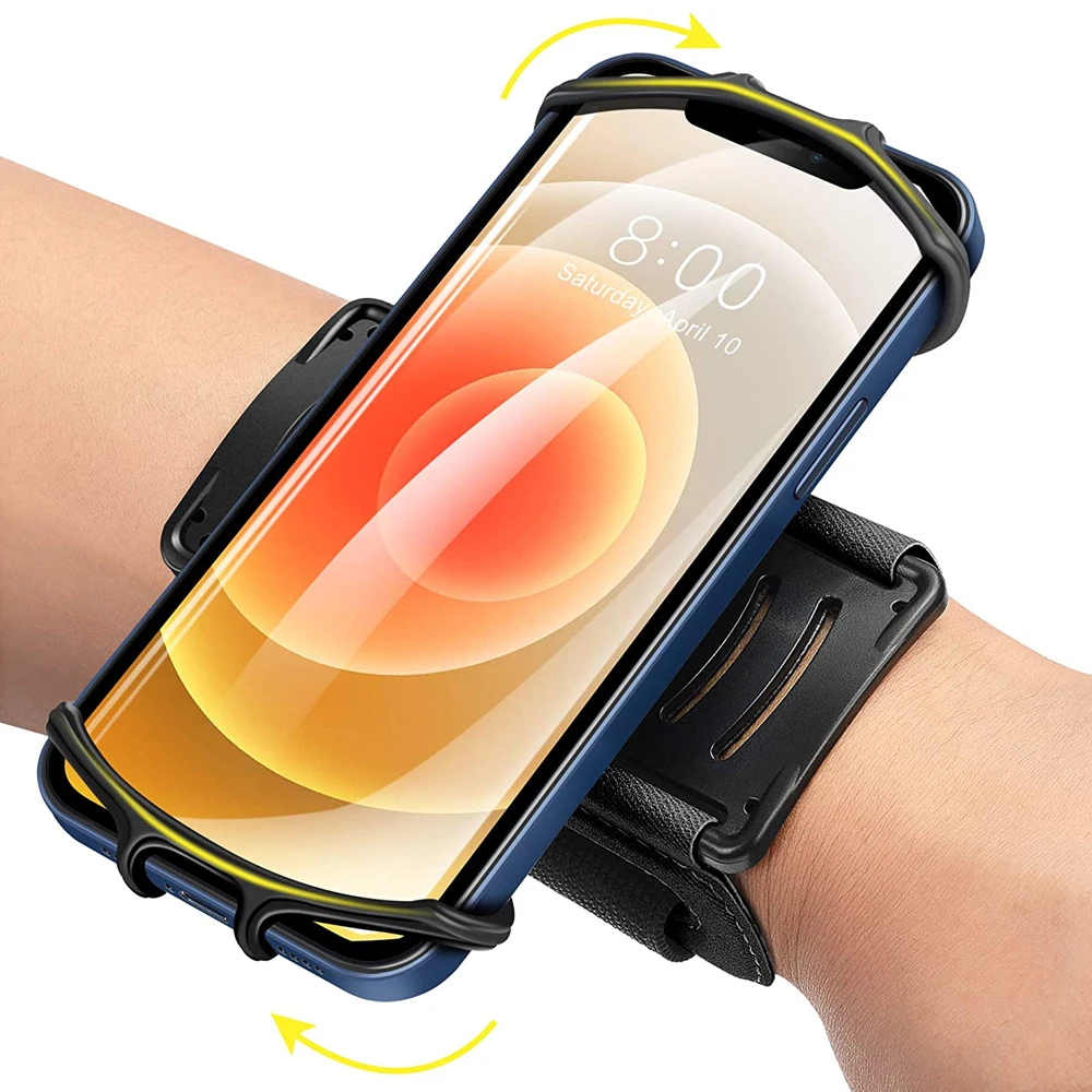 러닝용 손목밴드 휴대폰 홀더 360 ° iPhone Samsung Xiaomi Huawei Phone용 키 홀더가 있는 회전 분리형 스포츠 완장