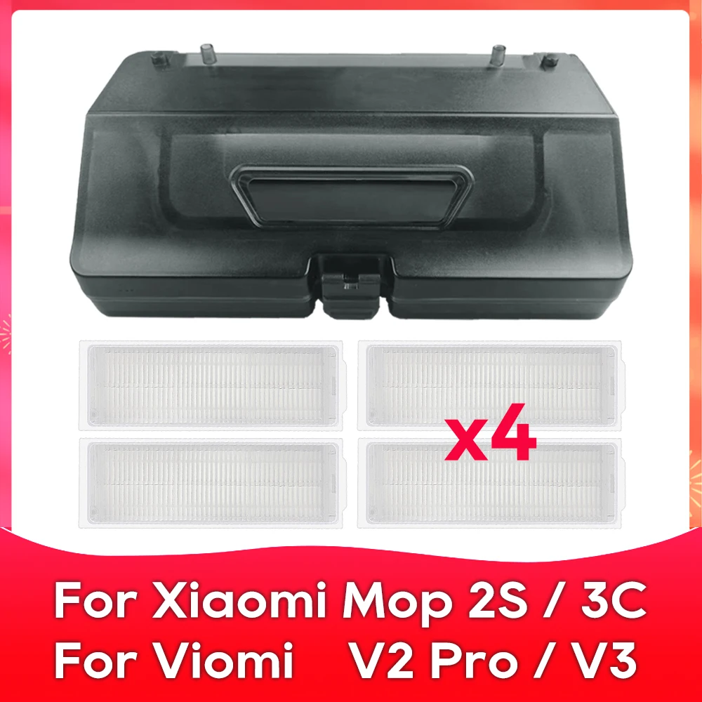 XiaoMi Mijia Mop 2S, Mop Pro STYJ02YM, S10, S12, 3C, VIOMI V2, V3 로봇청소기용 2 in 1 물탱크 및 먼지통 액세서리