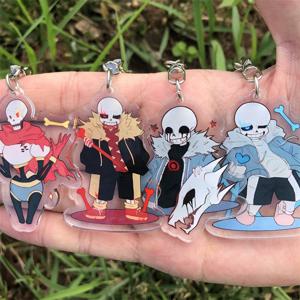 애니메이션 코스프레 액세서리 Undertale Sans Flowey 파피루스 Asriel 키 체인 게임 열쇠 고리 펜던트 만화 배지 크리스마스 선물