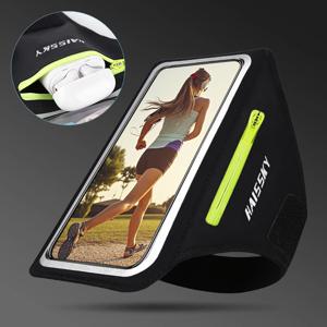 HAISSKY 지퍼 포켓 러닝 스포츠 완장 iPhone 16 15 14 13 12 11 Pro Max 15 Plus 벨트 핸드 폰 Brassard Bags