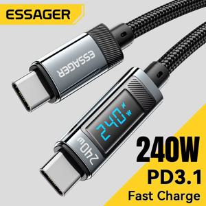Essager 고속 충전 충전기 와이어, 맥북 프로, 샤오미, 삼성 노트북용, 240W USB C-USB C 케이블, 100W PD 3.1, USBC 코드 2M