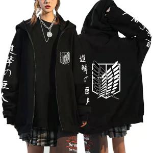 타이탄 까마귀에 대한 새로운 애니메이션 공격 지퍼 업 후드 티 스웨터 Levi Ackerman Shingeki No Kyojin 까마귀 남성 운동복 코스프레 천