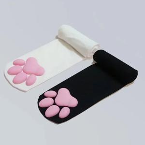 고양이 발 패드 양말 핑크 귀여운 로리타 허벅지 높은 양말 성인 어린이 여성 코스프레 3D 새끼 고양이 발톱 스타킹