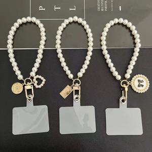 짧은 진주 매는 밧줄 패션 라인 석 펜던트 펜던트 휴대 전화 매는 밧줄 손으로 짠 손목 스트랩 뒤로 Csae Anti-lost 매는 밧줄