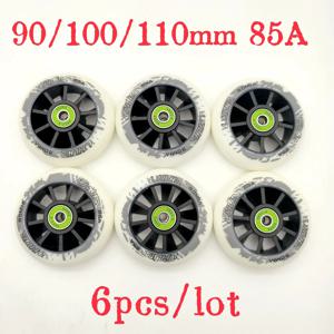 스피드 스케이트 휠 90mm 100mm 110mm 휠 두께 24mm 85A 6개/로트 베어링 포함