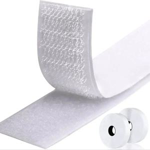 1/2/5M 강력한 자체 접착 패스너 후크 및 루프 스트립(접착제 포함) DIY Craft 20-50mm 흰색 용 양면 장착 테이프