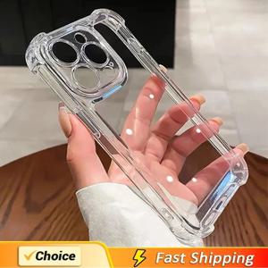 iPhone 13 11 12 14 Pro Max 미니 렌즈 보호 백 케이스 iPhone 15 16 PRO XS X XR 용 충격 방지 실리콘 투명 전화 케이스