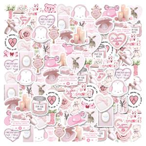 46pcs 토끼, 곰, 향수 핑크 낙서 스티커 장식 노트북 워터 컵 일기 기타 학생 편지지 PVC 데칼